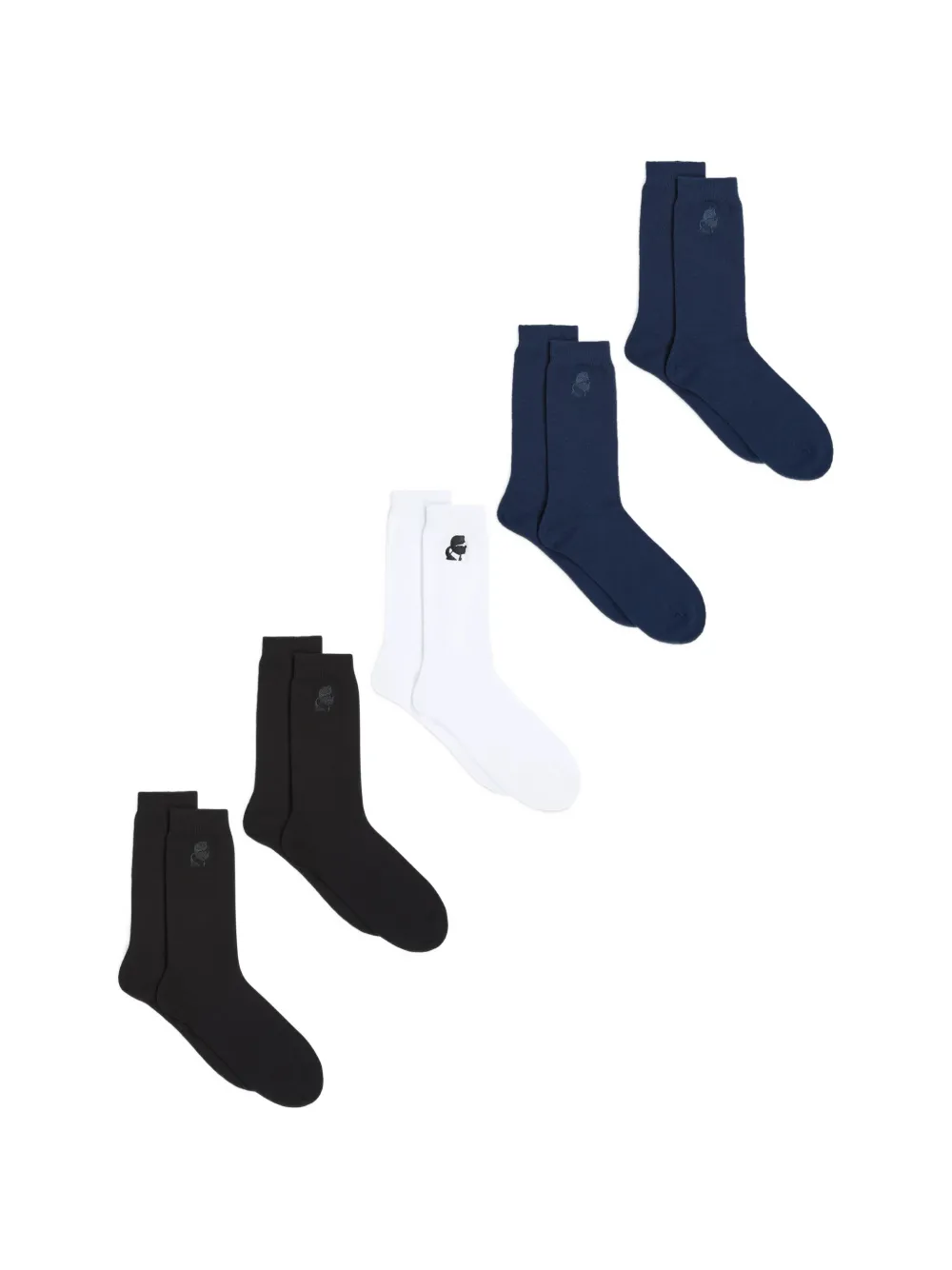 Karl Lagerfeld Vijf paar Kameo sokken met logo Blauw