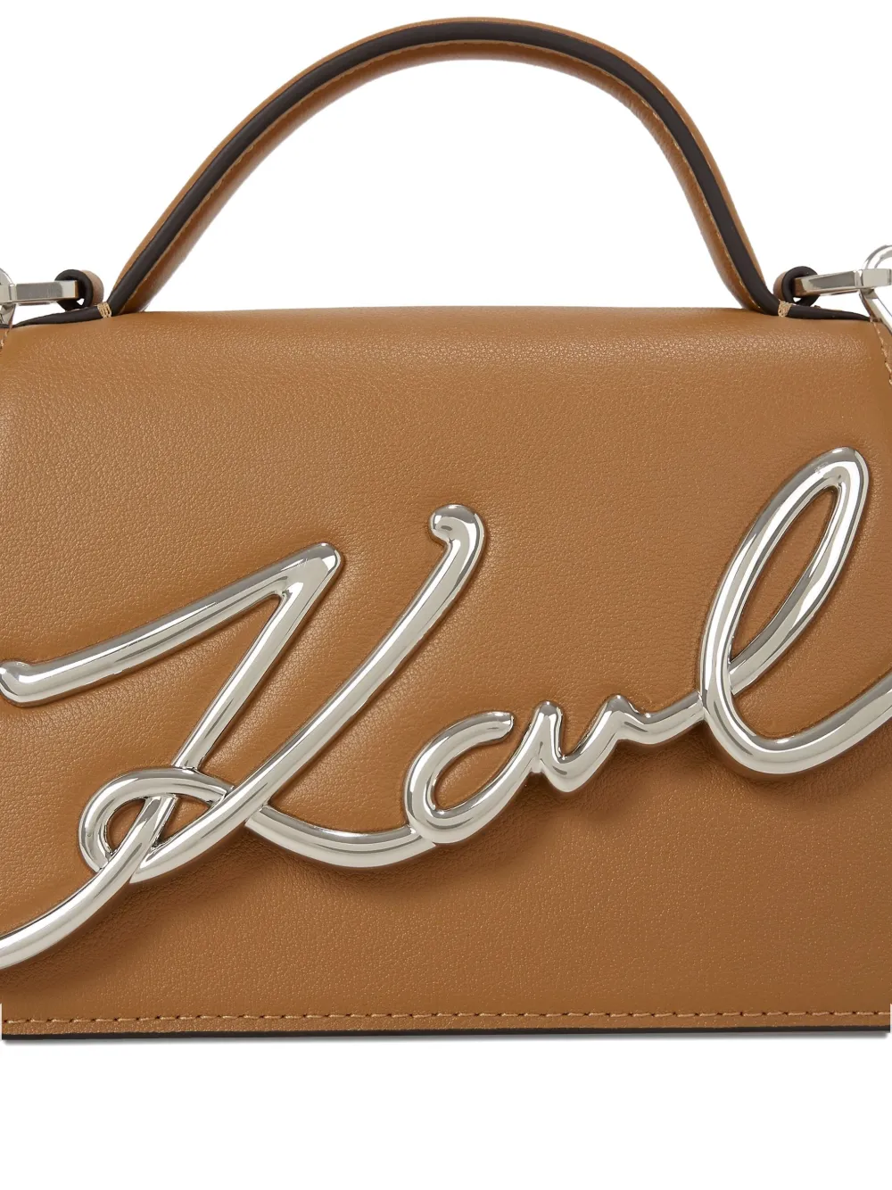 Karl Lagerfeld Small Signature-logo Leather Crossbody Bag In Brown