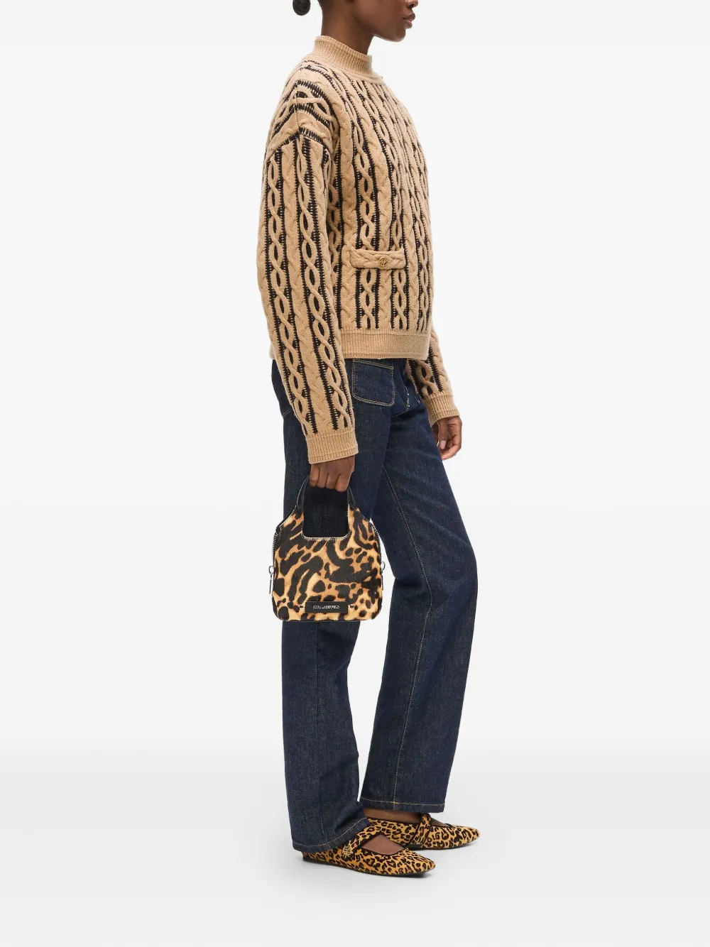Karl Lagerfeld K/Hardware mini-shopper met luipaardprint - Bruin
