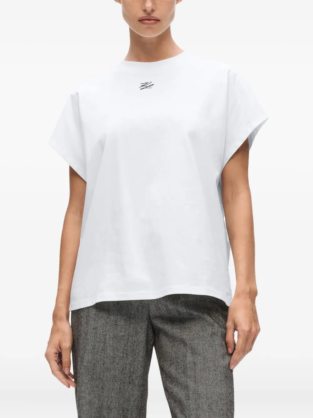 Karl Lagerfeld Autograph T-shirt met borduurwerk en korte mouwen Wit