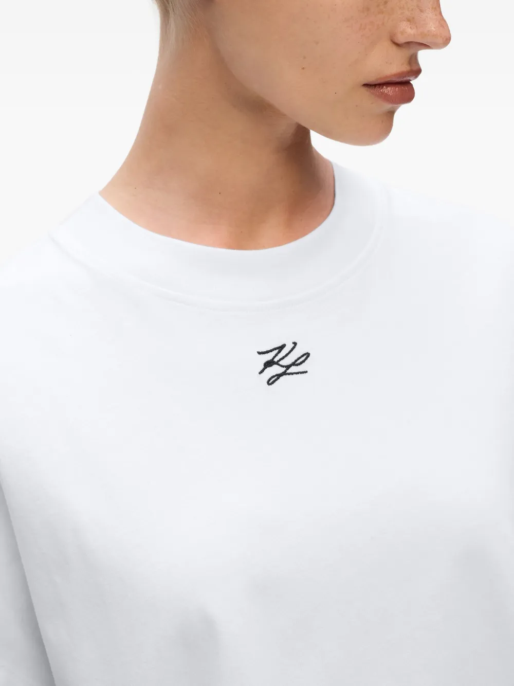 Karl Lagerfeld Autograph T-shirt met borduurwerk en korte mouwen Wit
