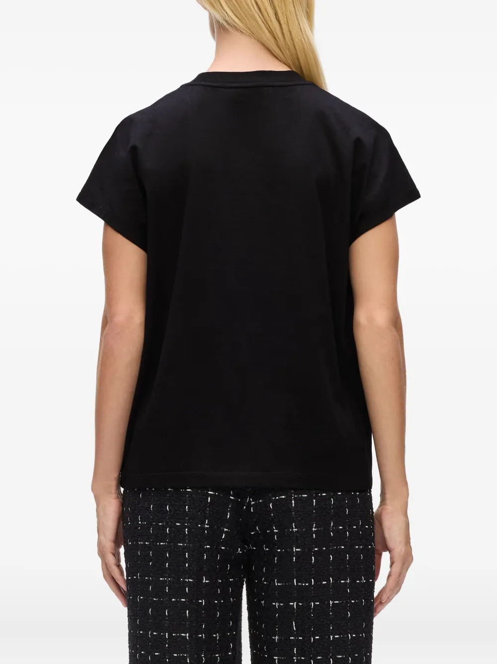 Karl Lagerfeld T-shirt verfraaid met keyhole hals Zwart