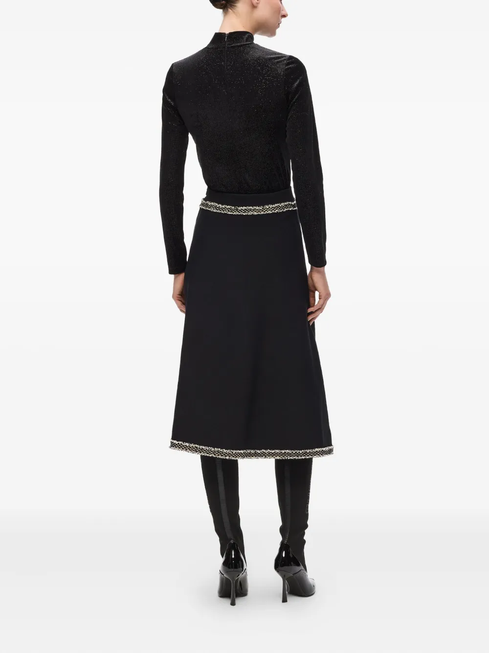 Karl Lagerfeld Gebreide rok met bouclé detail Zwart