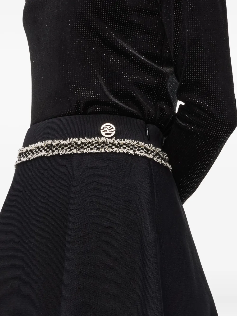 Karl Lagerfeld Gebreide rok met bouclé detail Zwart