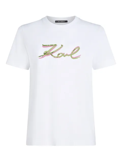 Karl Lagerfeld sequin-signature organic cotton T-shirt