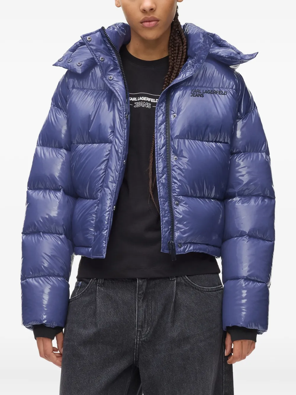 Karl Lagerfeld Jeans Donsjack met logoprint Blauw