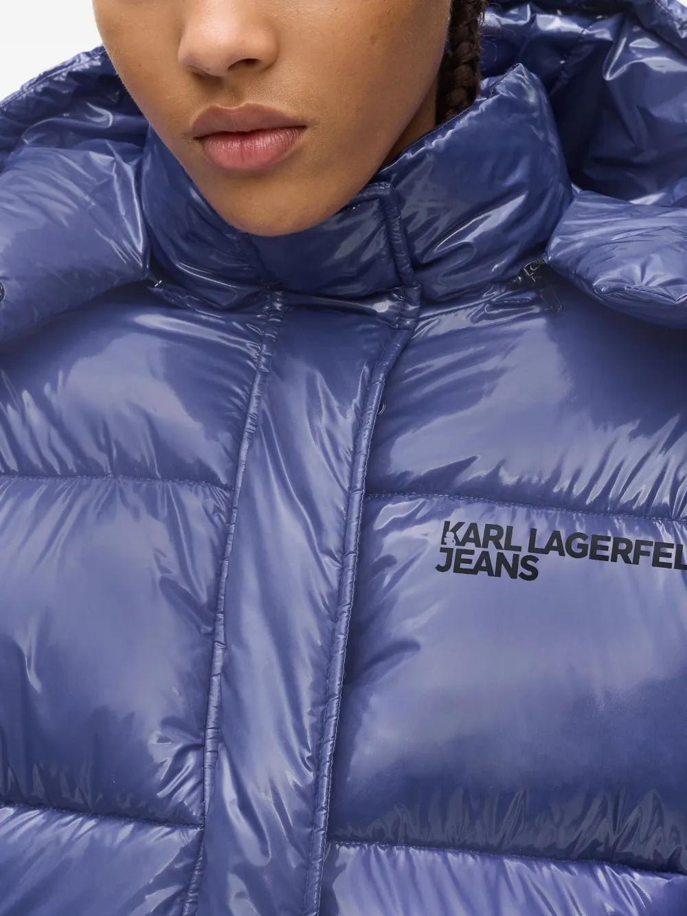 Karl Lagerfeld Jeans Donsjack met logoprint Blauw