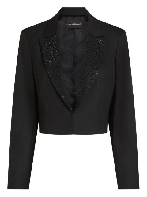 Karl Lagerfeld rhinestone lapel cropped jacket