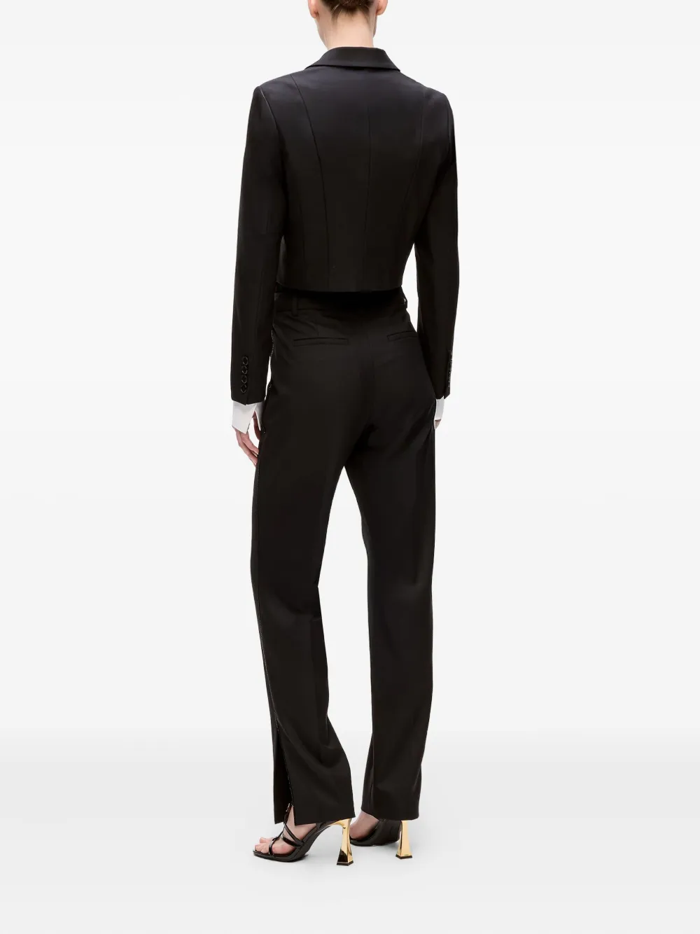 Karl Lagerfeld Cropped jack met revers van stras Zwart