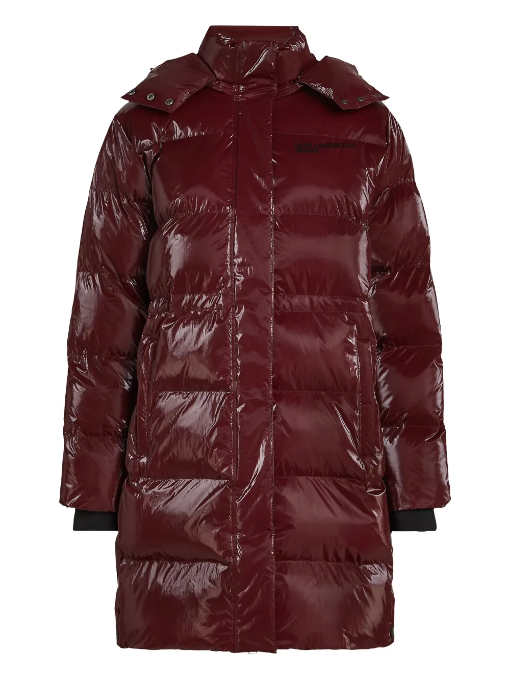 Karl Lagerfeld Jeans Piumino lucido con cappuccio - Rosso