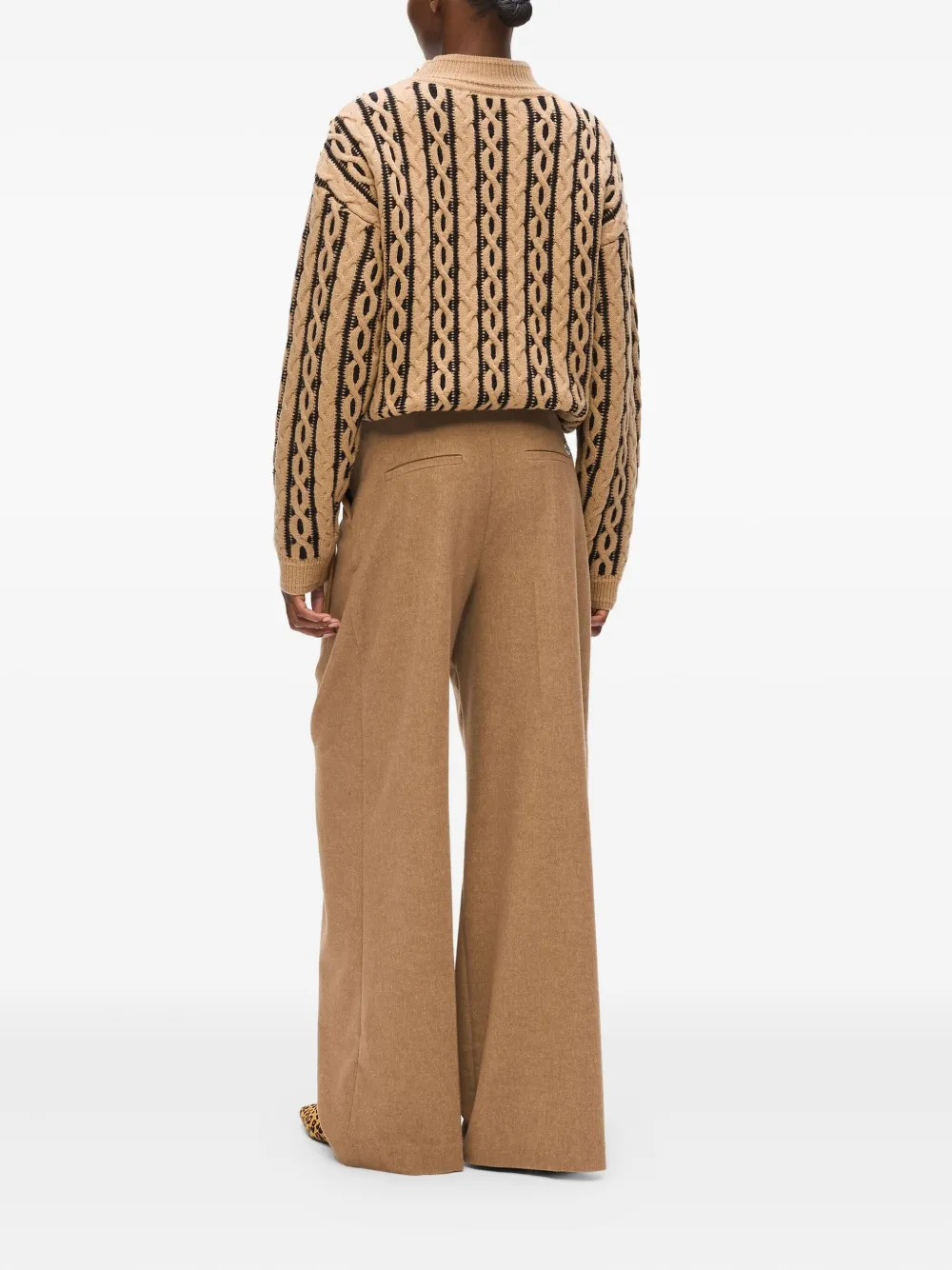 Karl Lagerfeld Plooibroek met wijde pijpen Beige