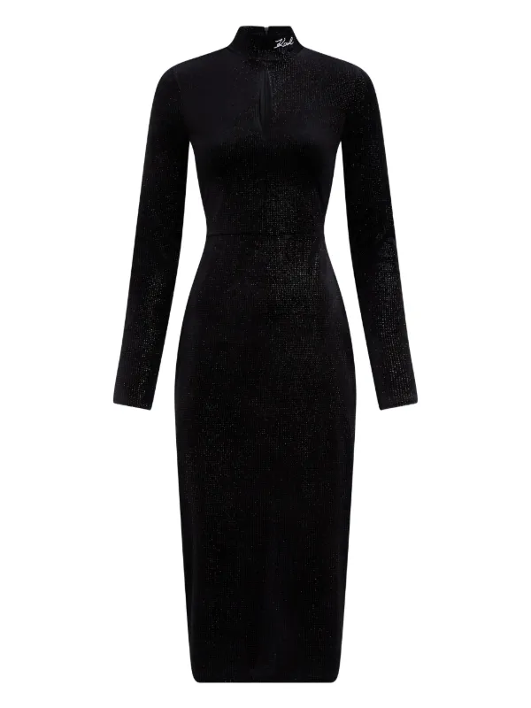 karl lagerfeld long black dress Sleeveless Long Dress with Slit