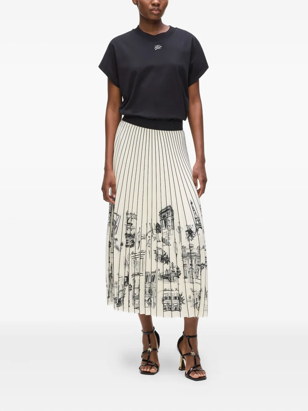 Karl Lagerfeld Gestreepte midi-rok - Beige