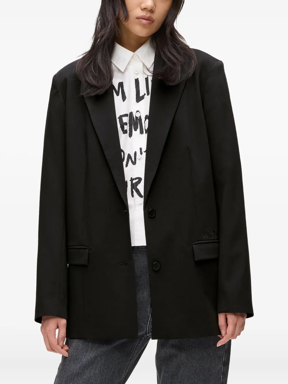 Karl Lagerfeld Jeans Karl blazer met quote Zwart