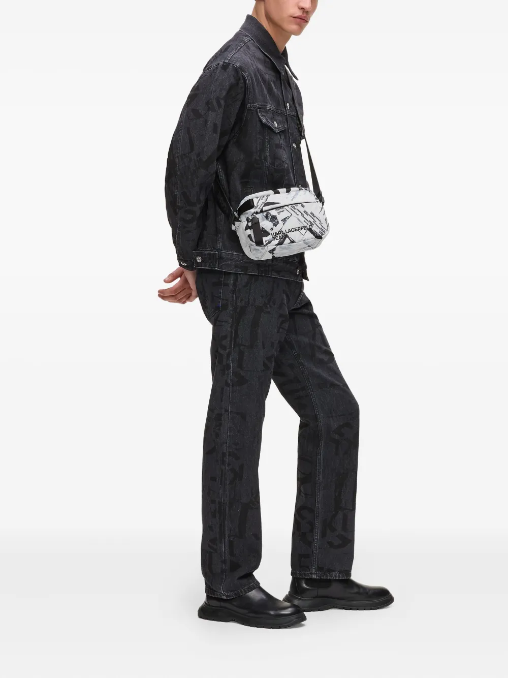 Karl Lagerfeld Jeans Crossbodytas met all-over print - Wit