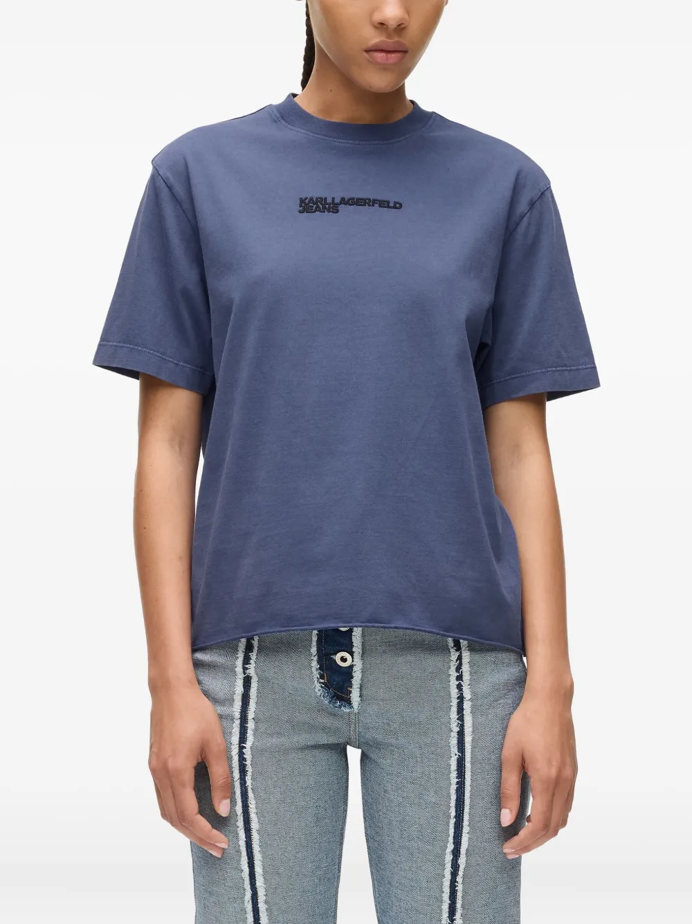 Karl Lagerfeld Jeans T-shirt met geborduurd logo Blauw