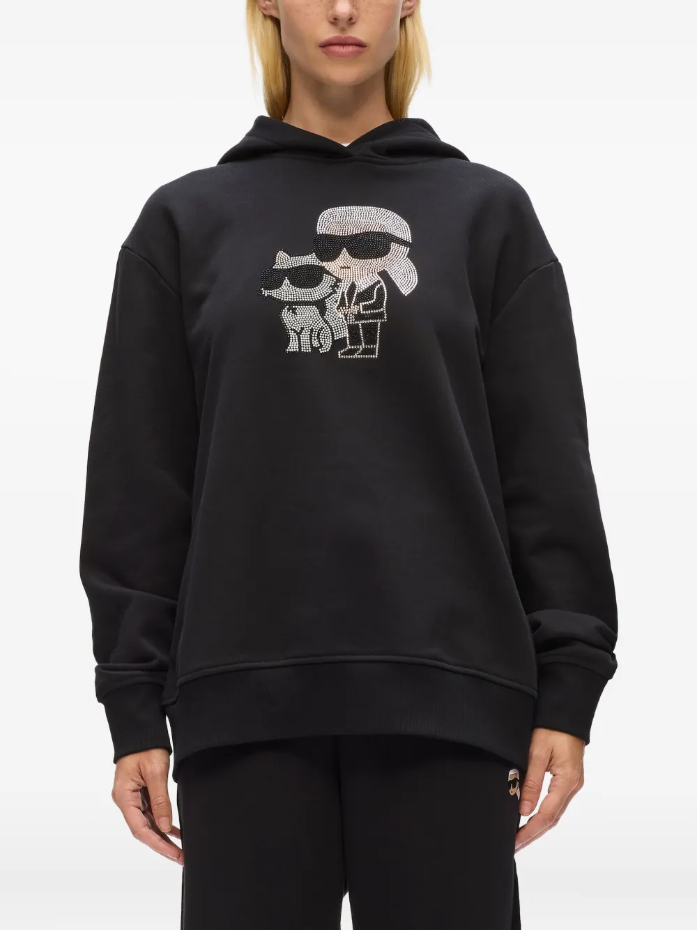 Karl Lagerfeld Ikonik Karl hoodie verfraaid met stras Zwart