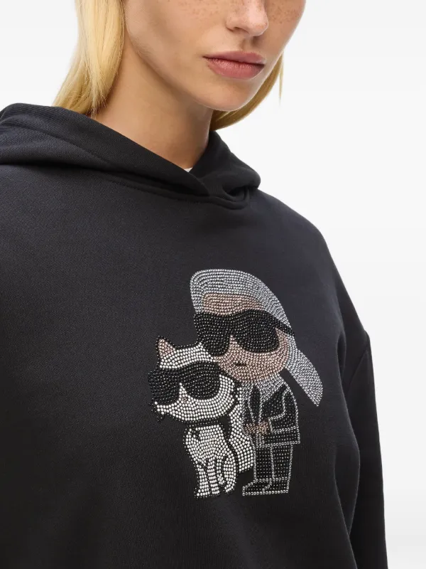 Karl Lagerfeld rhinestone-embellished Ikonik Karl Hoodie Black