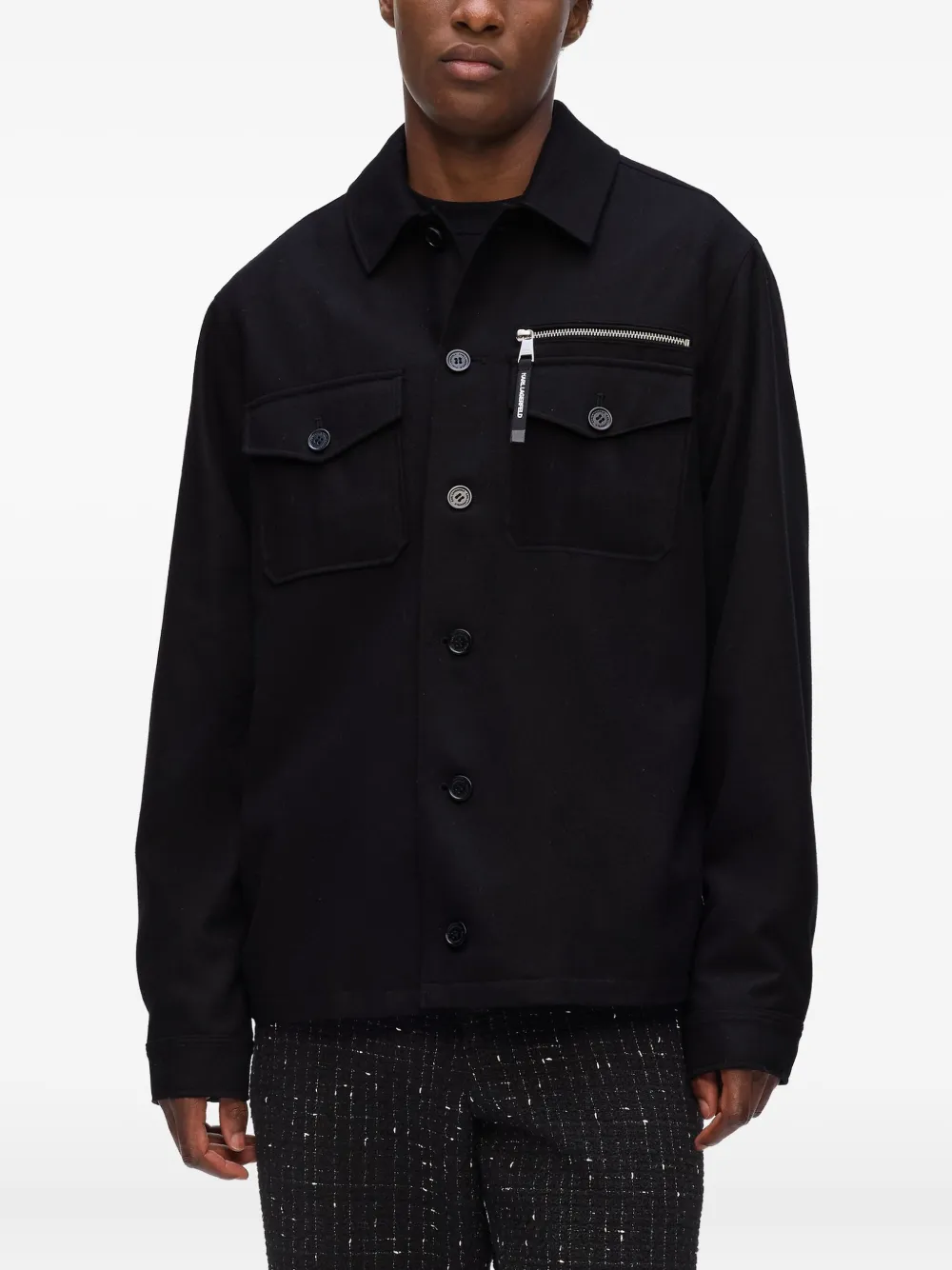 Karl Lagerfeld Shirtjack met ritszak Zwart