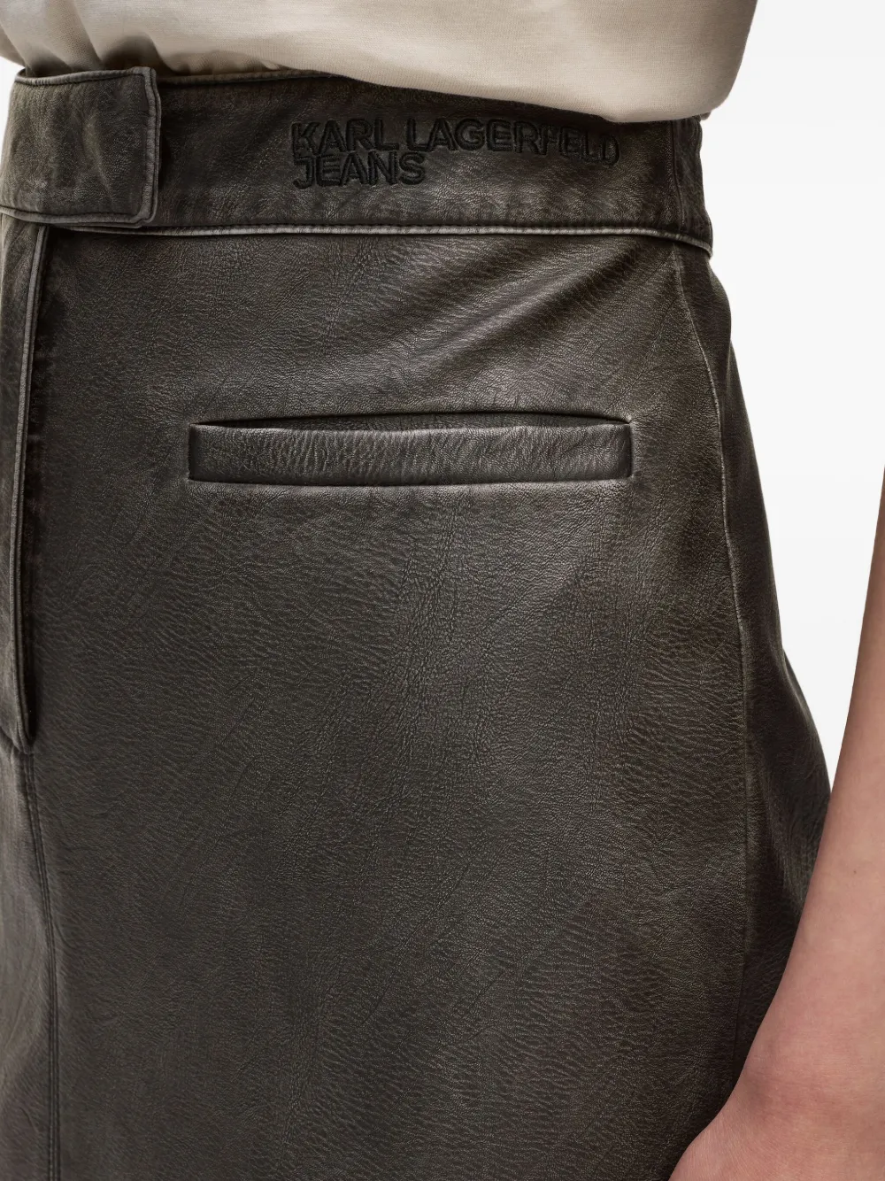Karl Lagerfeld Jeans Distressed Split-front Skirt In Black
