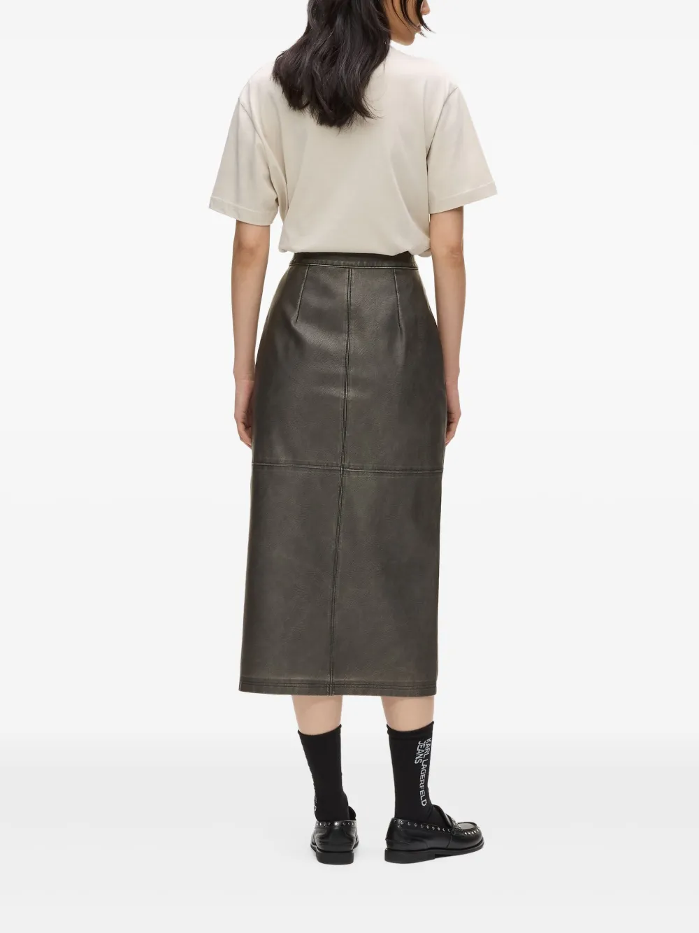 Karl Lagerfeld Jeans Distressed Split-front Skirt In Black
