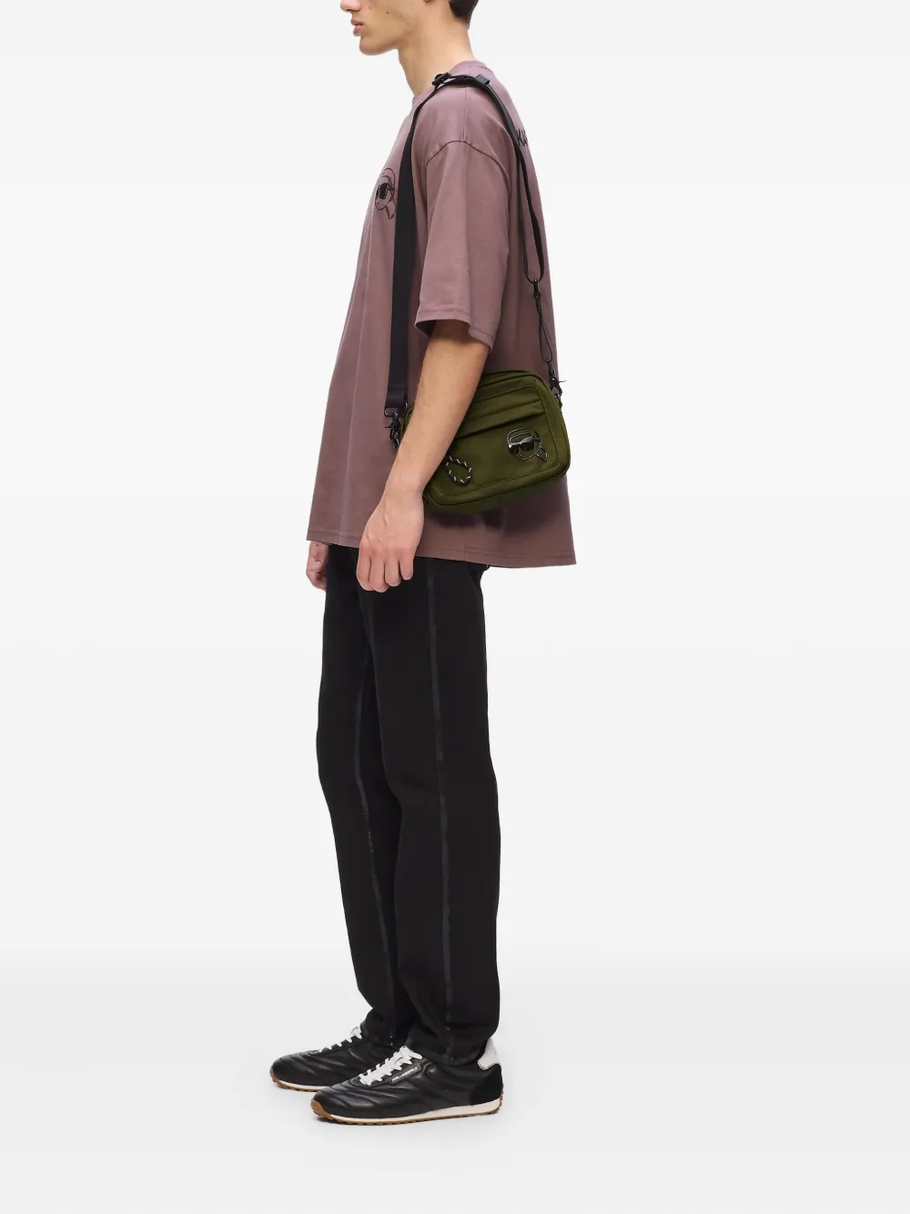 Karl Lagerfeld Crossbodytas met logopatch - Groen