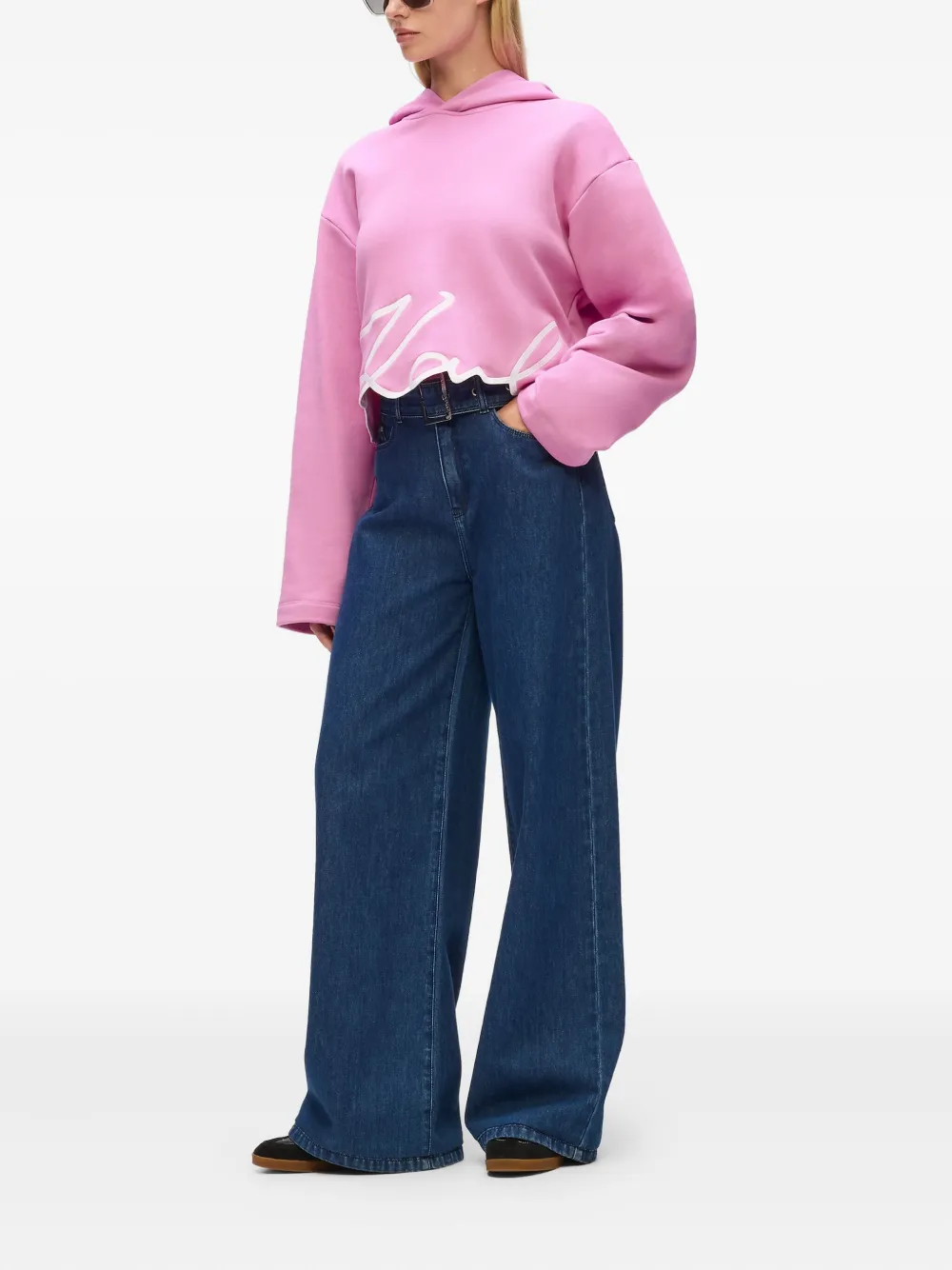 Karl Lagerfeld Hoodie met kenmerkende afwerking Roze