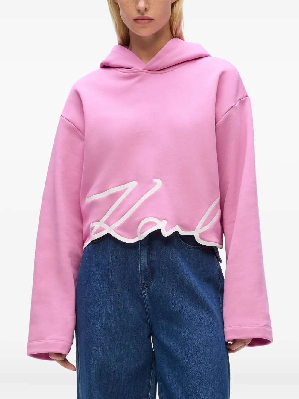 Karl Lagerfeld Hoodie met kenmerkende afwerking Roze
