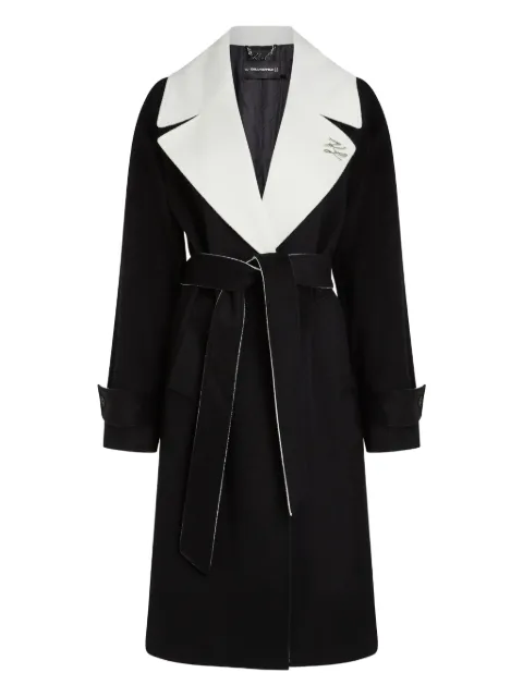 Karl Lagerfeld contrast-collar belted coat