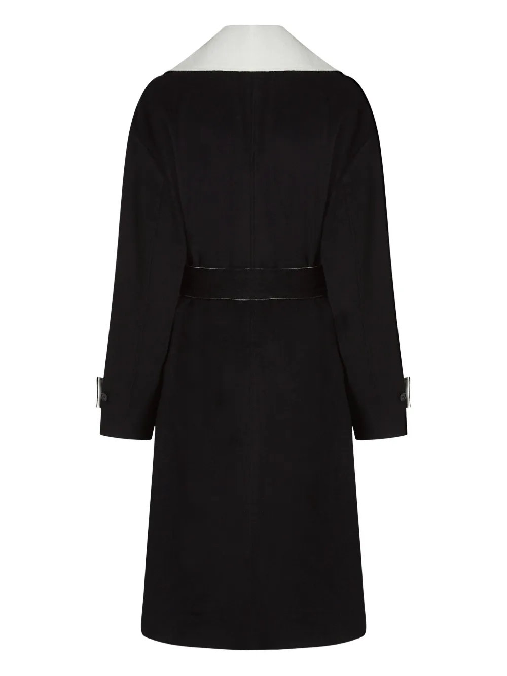 Karl Lagerfeld contrast-collar belted coat Zwart