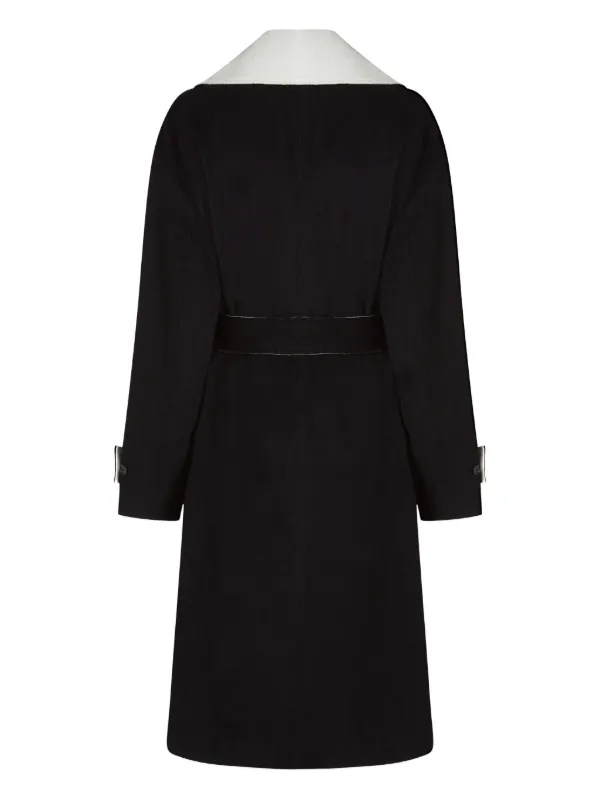 Karl Lagerfeld Classic contrast-collar Belted Coat | Black