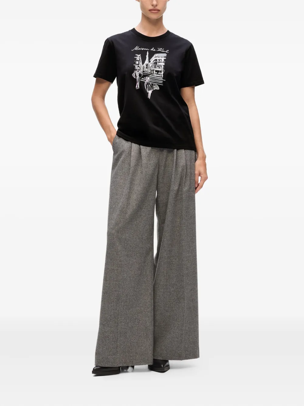 Karl Lagerfeld Paris Sketch-print T-shirt In Black