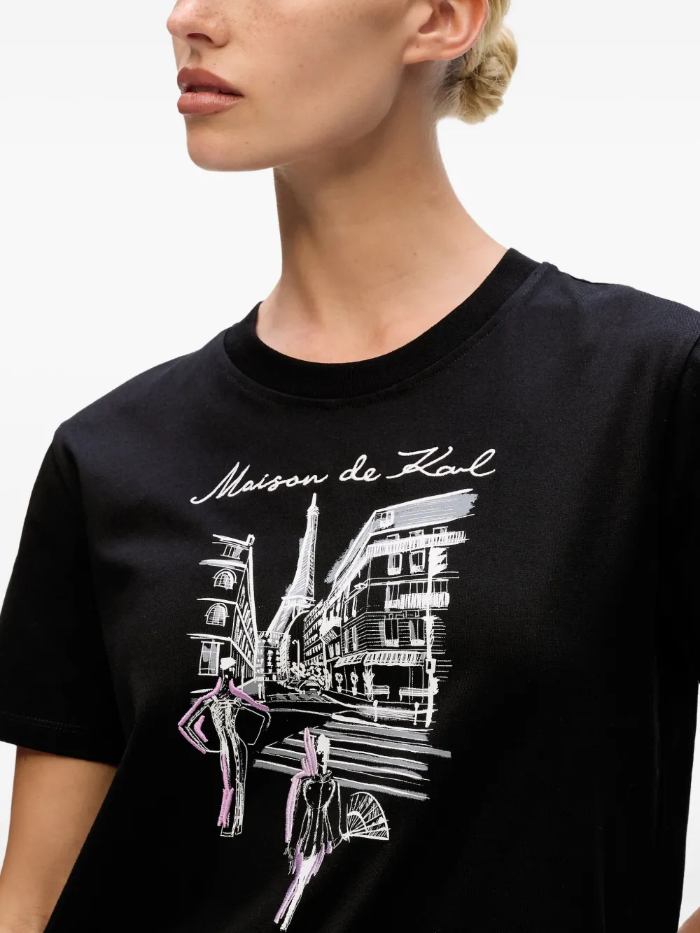 Karl Lagerfeld Paris Sketch-print T-shirt In Black