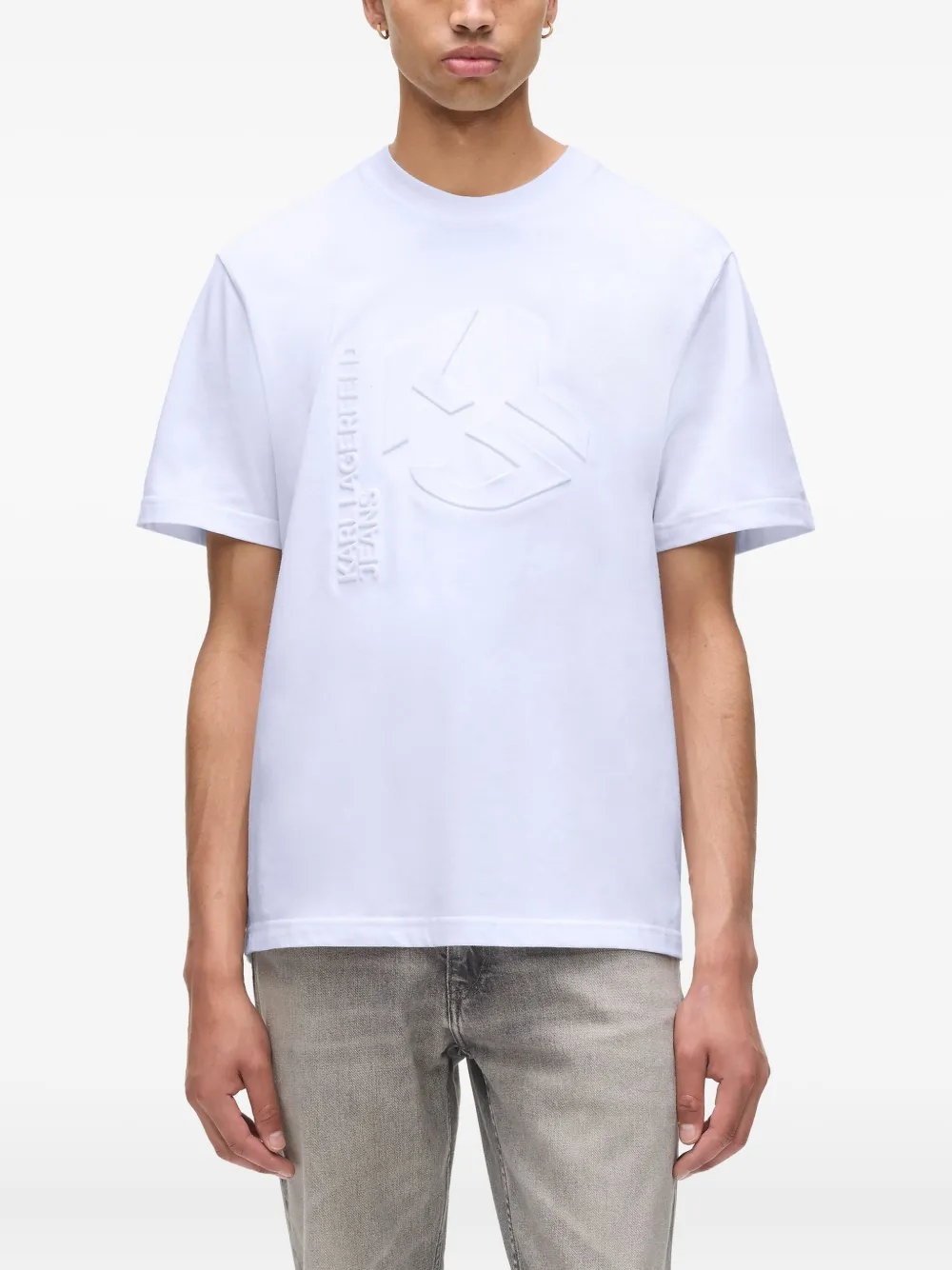 Karl Lagerfeld Jeans Embossed-logo T-shirt In White