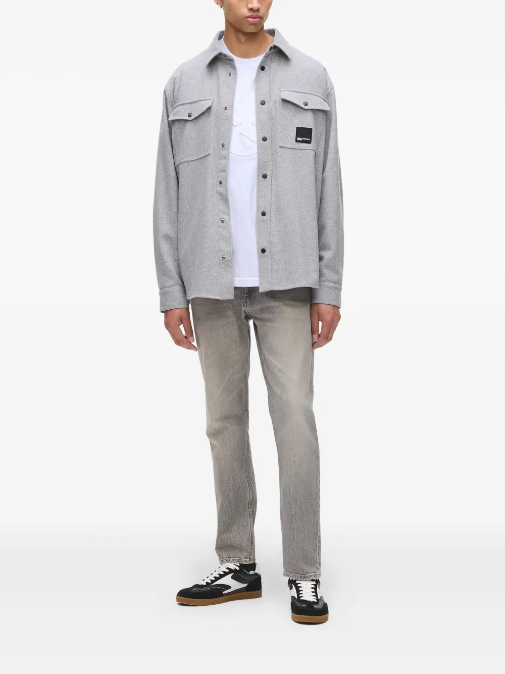 Karl Lagerfeld Jeans T-shirt met logo-reliëf - Wit