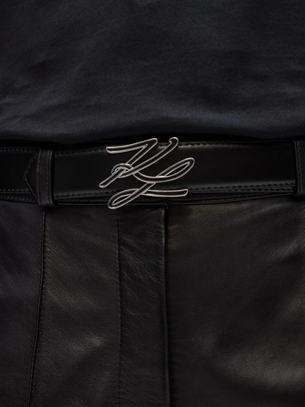 Karl Lagerfeld K/Autograph geëmailleerde riem - Zwart