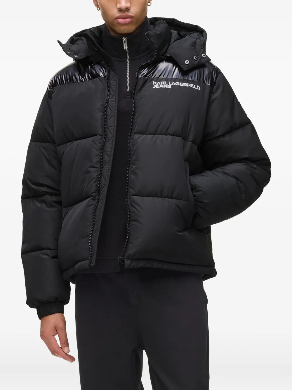 Karl Lagerfeld Jeans Donsjack met logoprint Zwart
