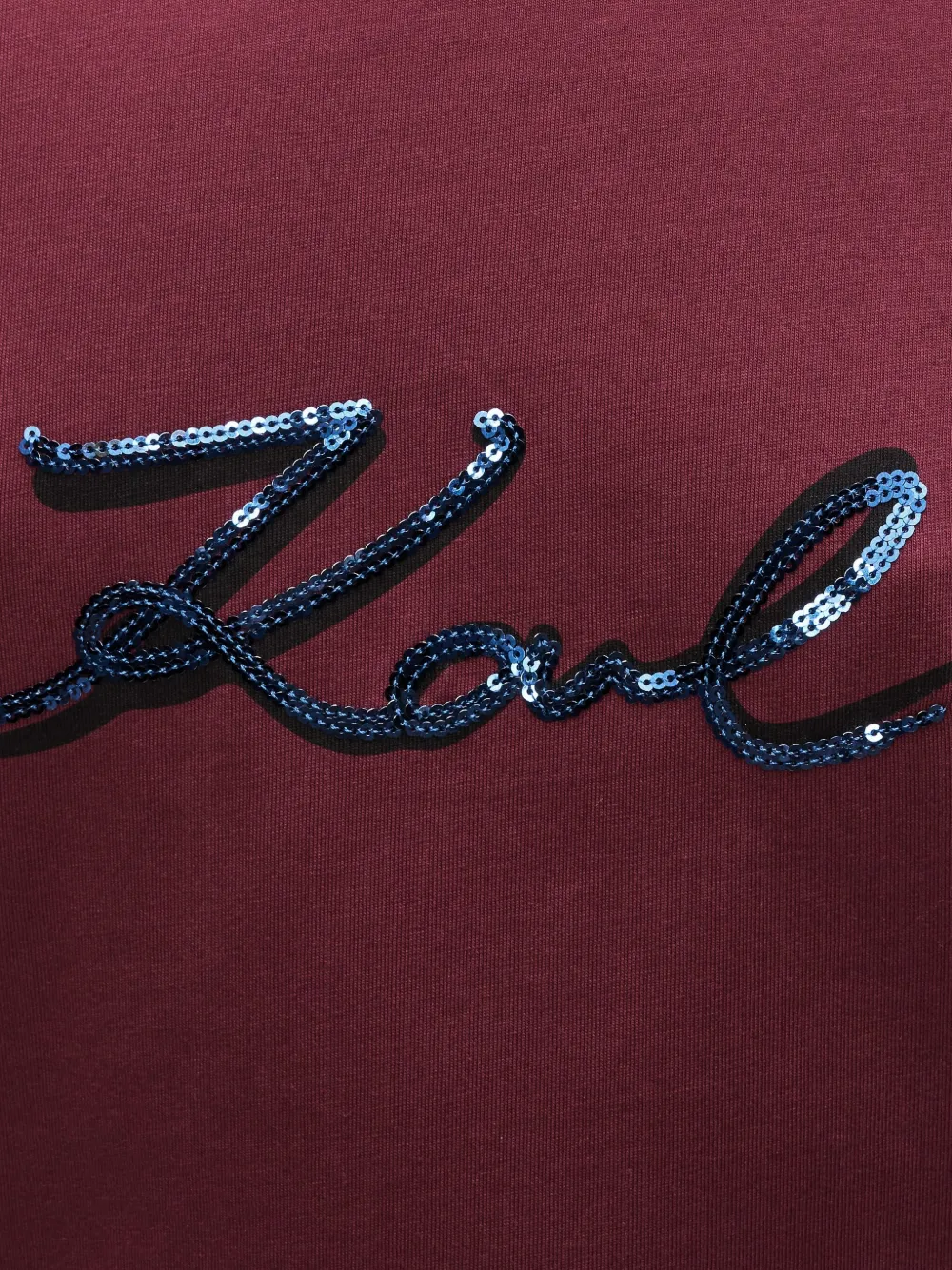 Karl Lagerfeld T-shirt met pailletten logo Rood