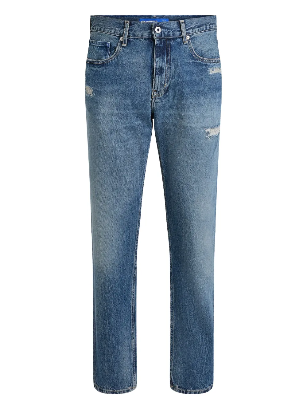 Karl Lagerfeld Jeans ダメージ テーパードジーンズ - ブルー Karl Lagerfeld Jeans ダメージ テーパードジーンズ - ブルー