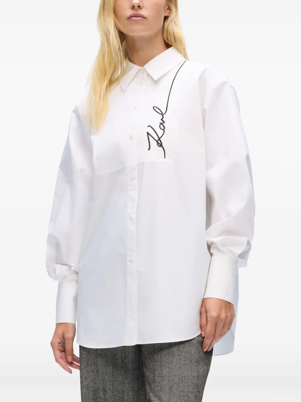 Karl Lagerfeld Overhemd met geborduurd logo Wit