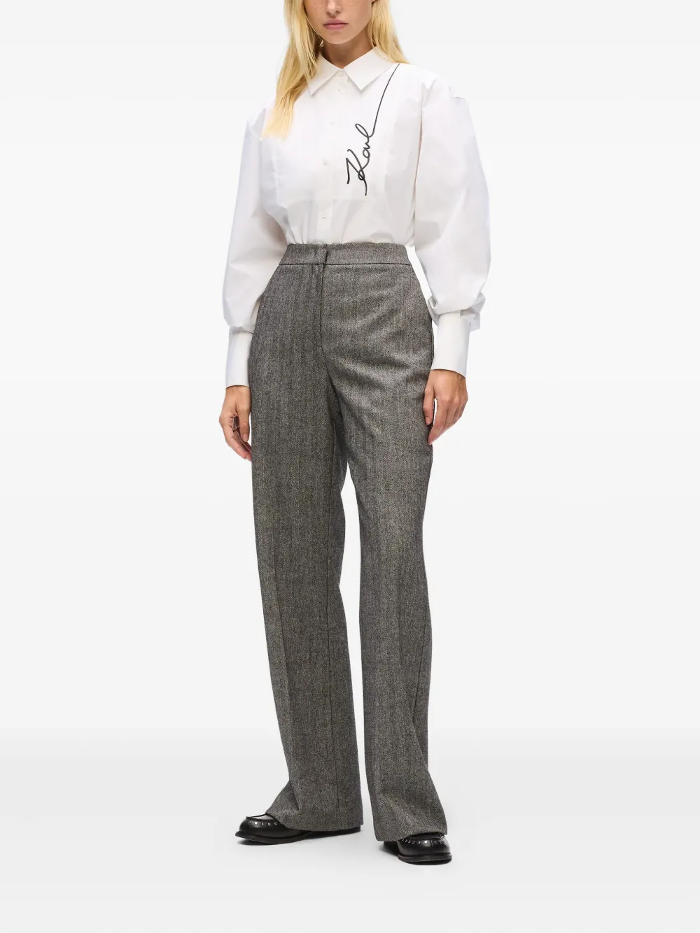 Karl Lagerfeld Overhemd met geborduurd logo - Wit
