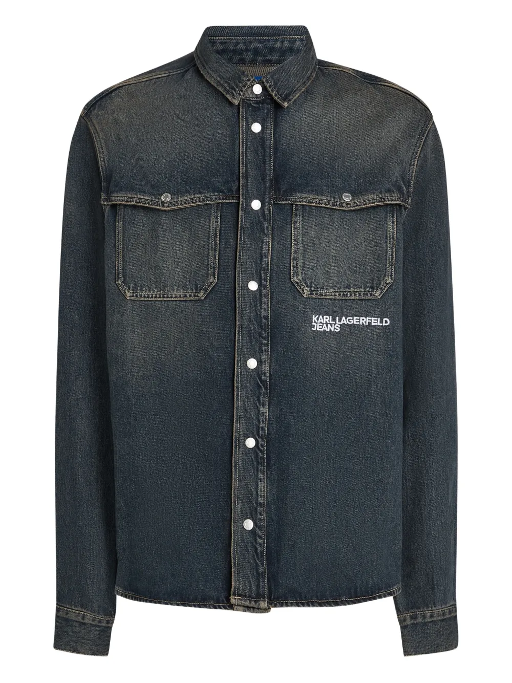 Karl Lagerfeld Jeans logo-embroidered denim shirt | Blue | Image 1