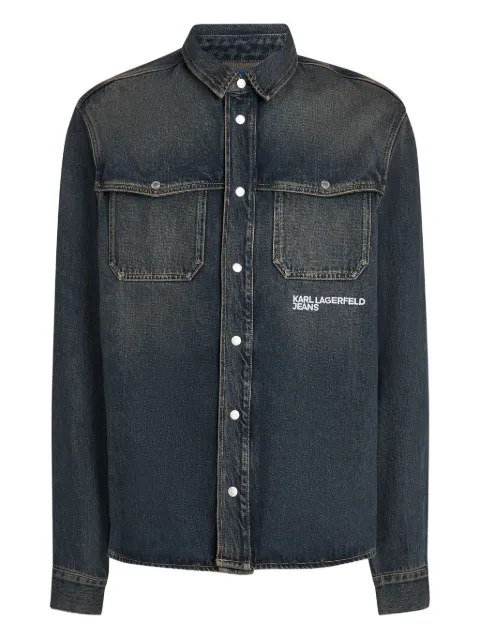 Karl Lagerfeld Jeans logo-embroidered denim shirt