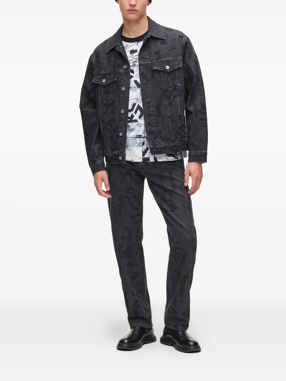 Karl Lagerfeld Jeans Jeans met all-over print - Zwart