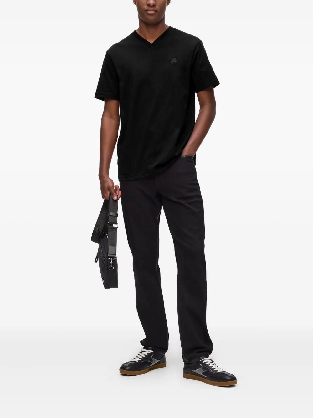 Karl Lagerfeld Kameo T-shirt met V-hals - Zwart
