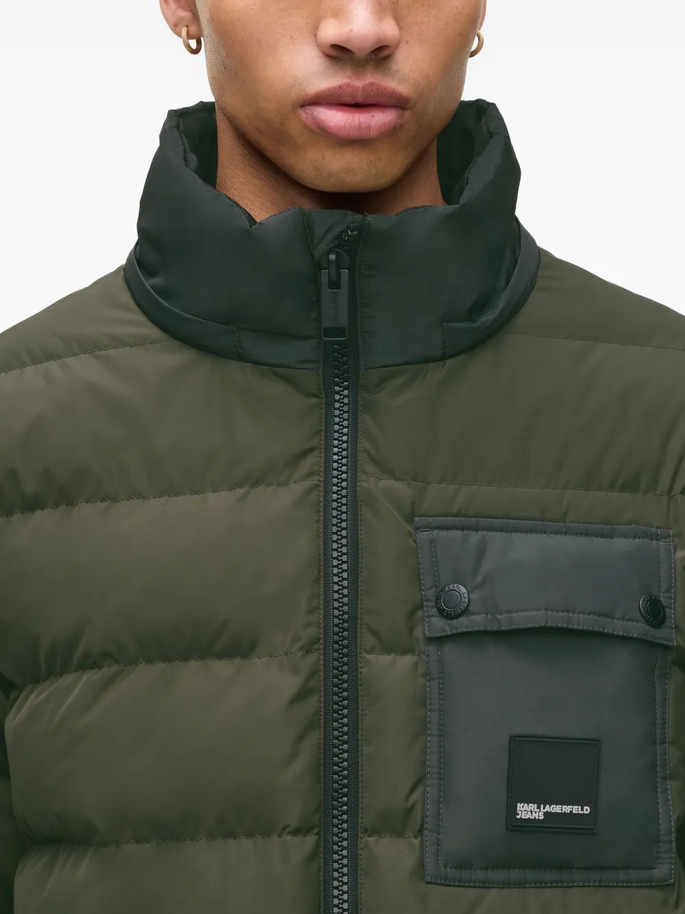 Karl Lagerfeld Jeans Donsjack met capuchon en vlakken Groen