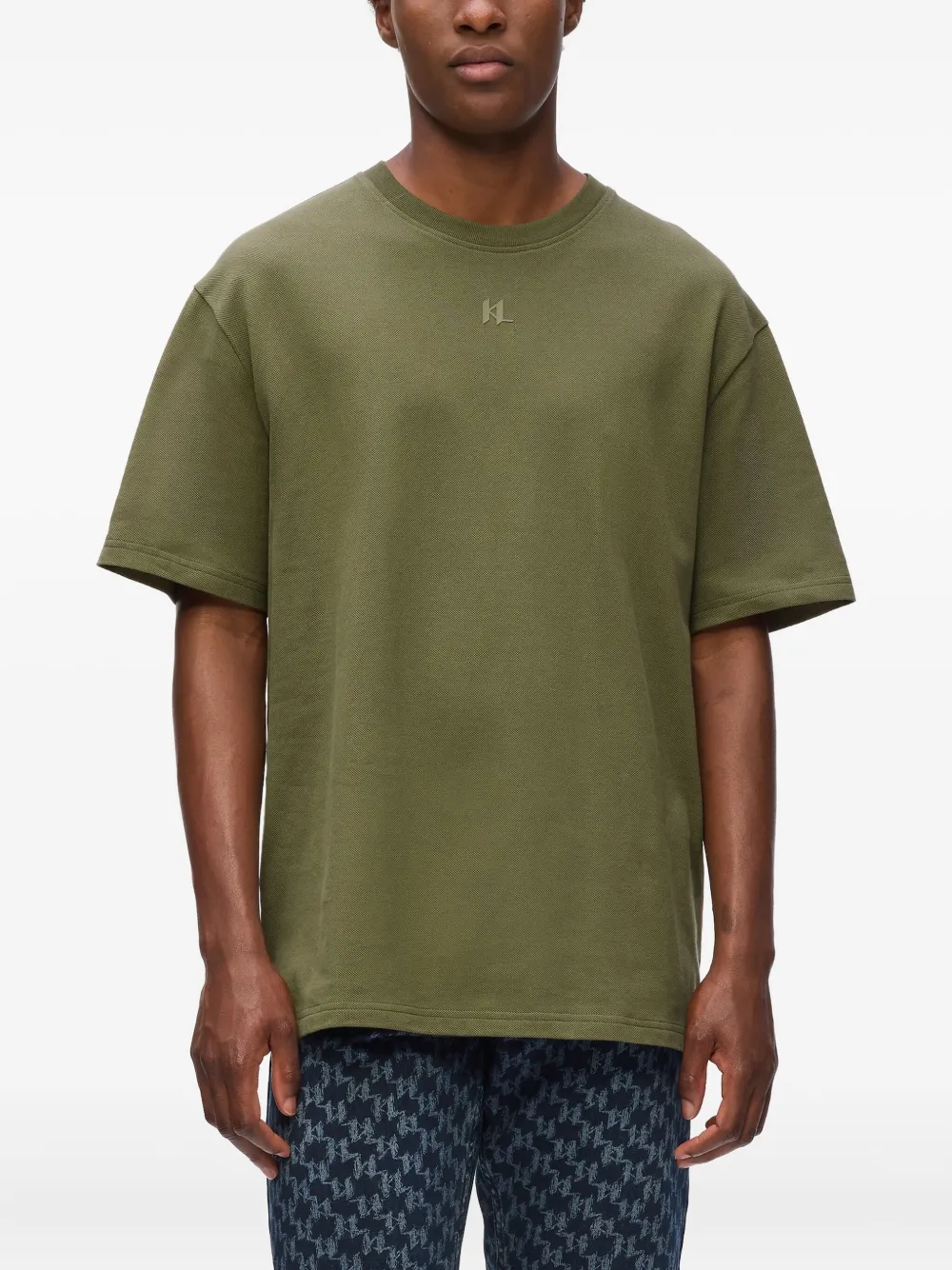 Karl Lagerfeld Piqué T-shirt met logoprint Groen