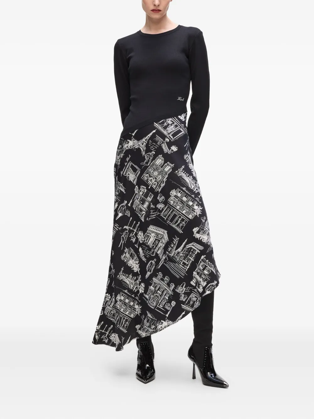 Karl Lagerfeld Asymmetrische midi-jurk - Zwart