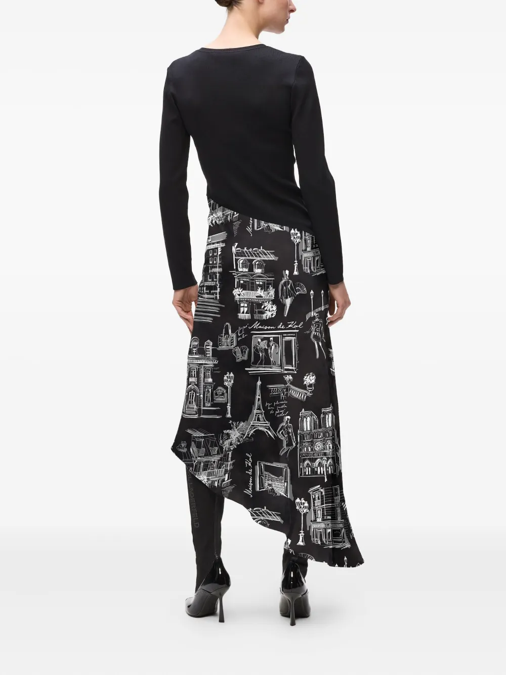 Karl Lagerfeld Asymmetrische midi-jurk Zwart