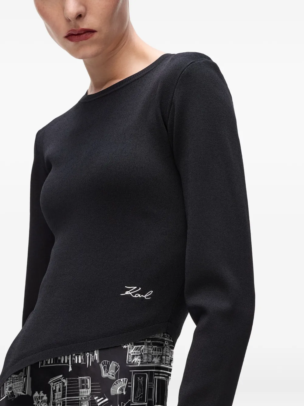 Karl Lagerfeld Asymmetrische midi-jurk Zwart